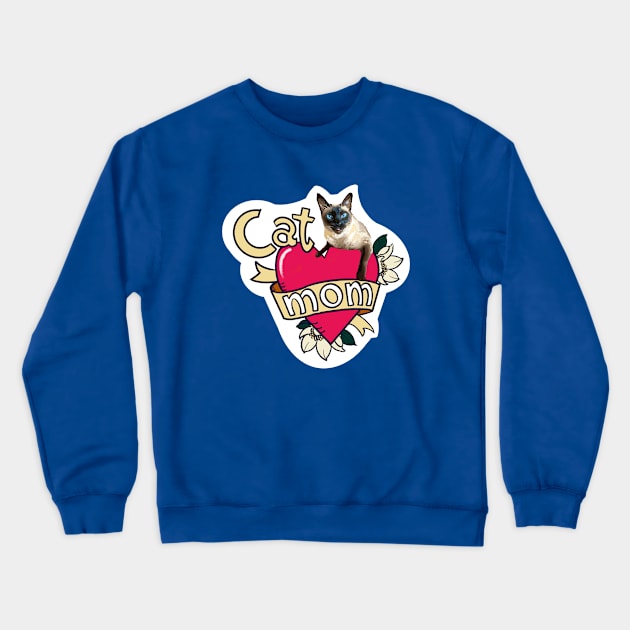 Siamese Cat Mom Tattoo Crewneck Sweatshirt by TAP4242